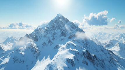 Fototapeta premium Majestic Snow-Capped Mountain Range Under a Clear Sky
