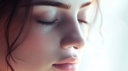 Beautiful young woman relaxing with eyes closed