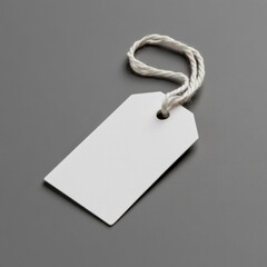 white tag on gray background.