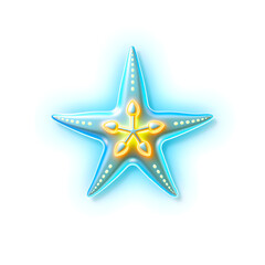 Obraz premium Starfish holographic 3D icon. neon symbol vector illustration isolated on white background. Generative AI