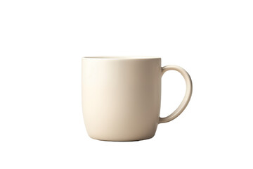 A minimalist design featuring a beige mug isolated on a transparent background, perfect for beverage-related graphics.