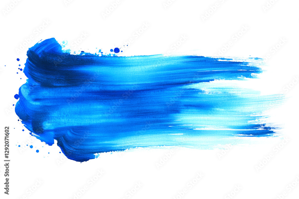 Aufkleber bold blue brushstroke with dynamic texture and splatters, isolated on white, perfect for adding a to