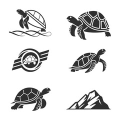 set of turtle silhouette