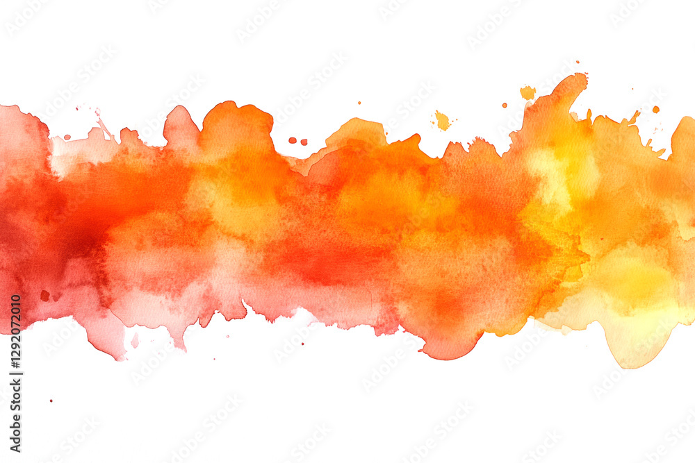Poster expressive brushstrokes of orange and yellow watercolor paint create a dynamic and abstract composit