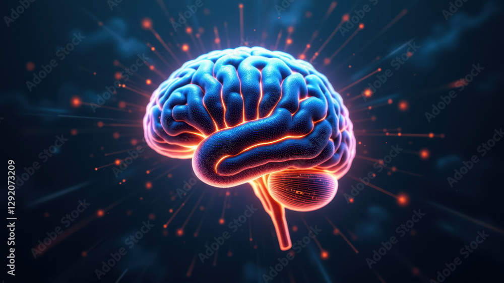 Aufkleber an artistic representation of artificial general intelligence (agi) with a brain-like structure at i