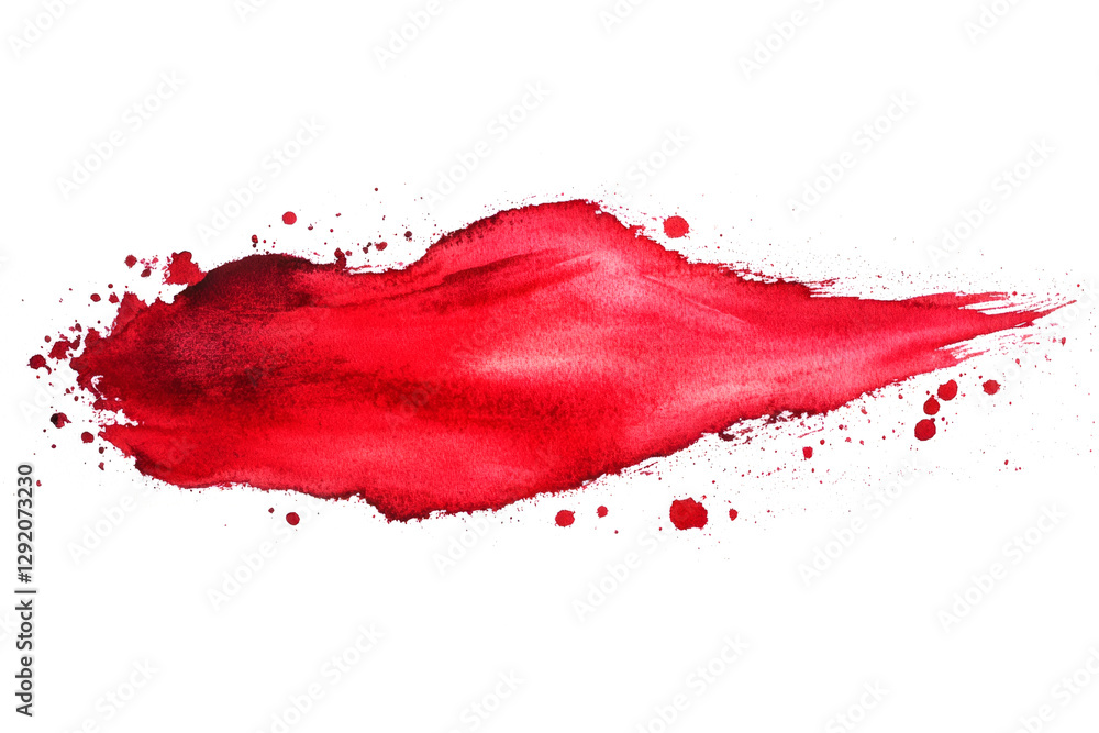 Poster red paintbrush stroke creating a vibrant diagonal shape on a white background
