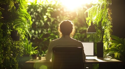 Young Entrepreneur Working in a Sustainable and Green Environment