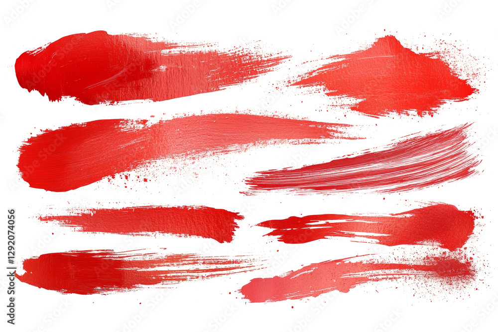 Poster red paint brush strokes creating a vibrant and artistic design element