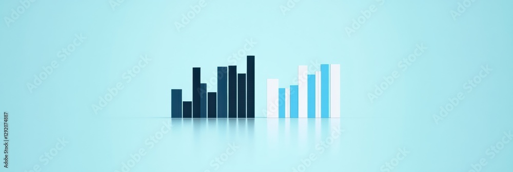 Fototapete bar chart illustrates significant sales growth from low figures to exponential increase over time in