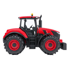 Obraz premium Red tractor side view, showcasing agriculture and work themes