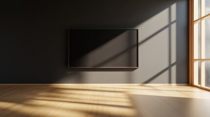 minimalist room interior with light and shadow.