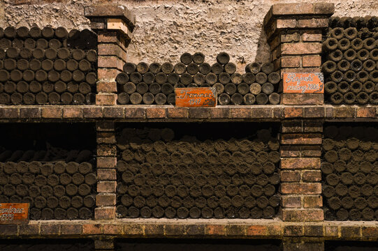 Archive wine bottles at Old Ilok wine cellars