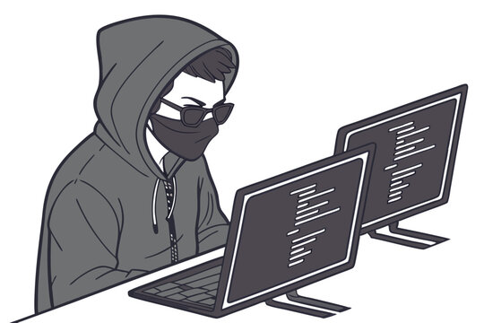 Modern Hacker Stereotype Vector Art for Technology & Security Themes
