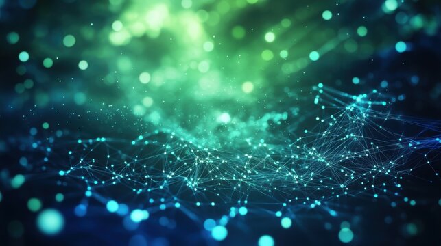 Digital technology speed connect blue green background, cyber nano information, abstract communication, innovation future tech data, internet network connection