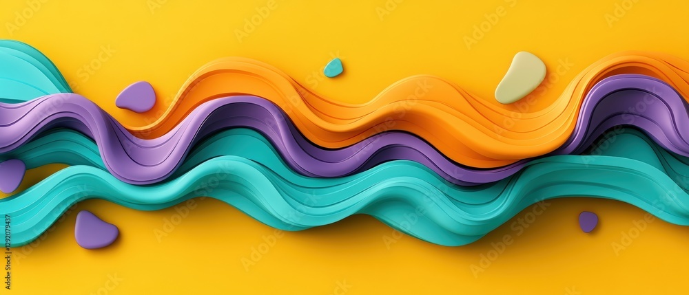 Poster abstract 3d wave background with soft curves and gradients for digital design and art projects