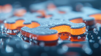 puzzle Pieces in Water Reflecting Light