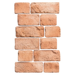 Classic brick wall texture with warm tones and rough surface , isolated on a transparency background
