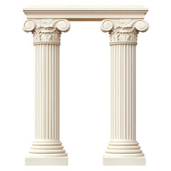 Classic architectural pillars with intricate details , isolated on a transparency background