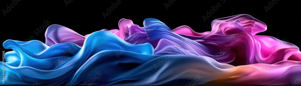 Poster group of colorful liquids in various containers on a black background with reflections and highlight
