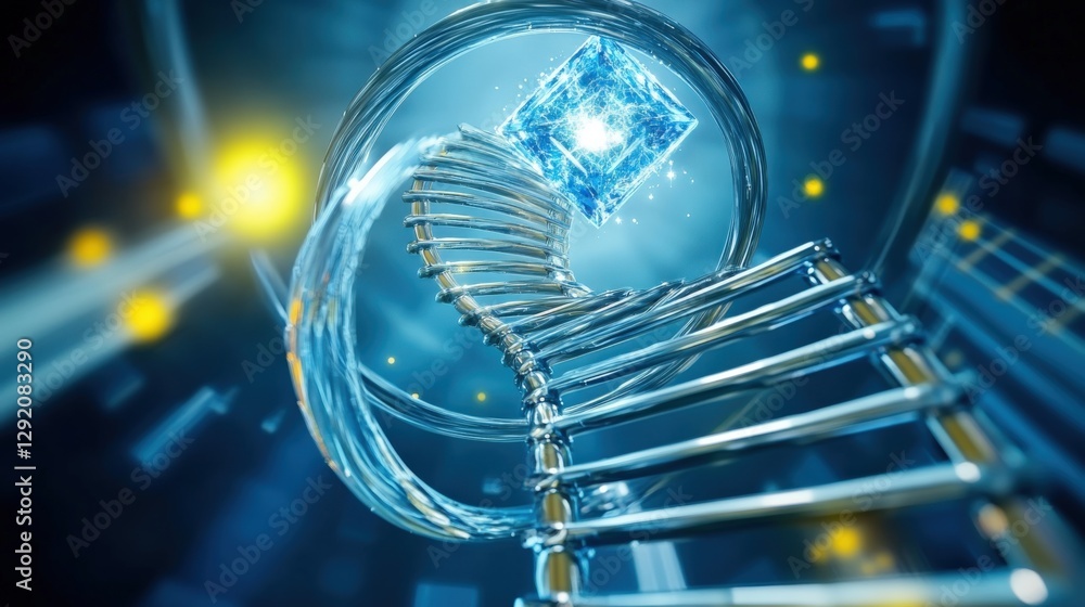 Poster ascend the futuristic spiral digital transformation journey virtual realm 3d animation tech environm