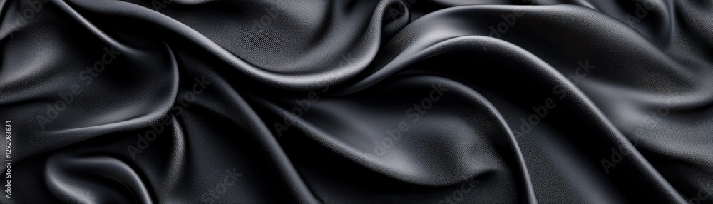 Poster black silk fabric texture background with smooth surface and elegant drape for design and textile us