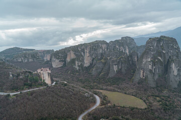 The rocks and views in meteora in greece. 