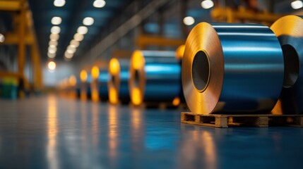 metal coil rolls in a factory