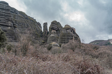 The rocks and views in meteora in greece. 