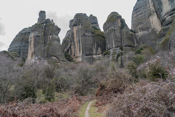 The rocks and views in meteora in greece. 