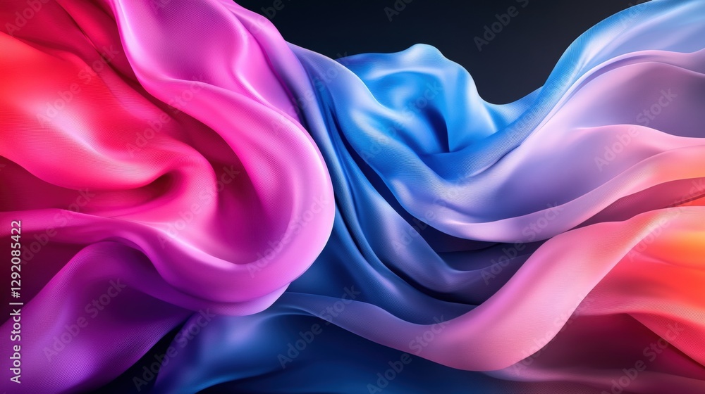 Poster colorful silk fabric background with various patterns and textures for creative projects