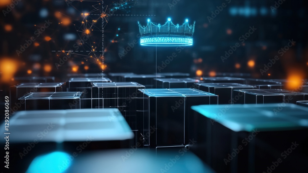 Poster technological innovation showcase virtual arena digital art futuristic environment aerial view abstr