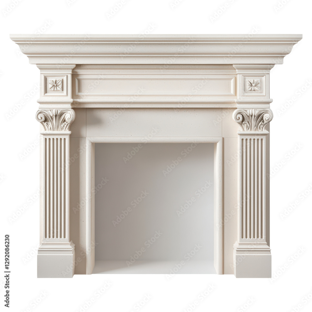 Poster elegant fireplace mantel with intricate details and classic, isolated on a transparency background