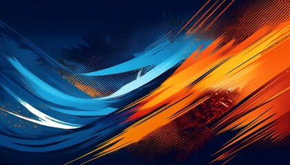 abstract sports background with blue and orange brush texture and halftone effect grunge background for banner or poster design