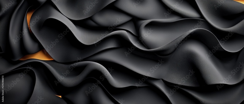Poster black fabric background with folds and texture for design and creative projects