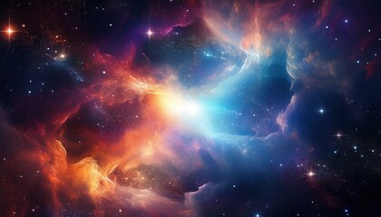 Fototapeta premium space background with a nebula with two bright zones in the middle of the cosmos