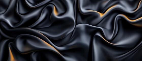 Obraz premium Black silk fabric texture background with smooth and elegant draping for design and textile applications