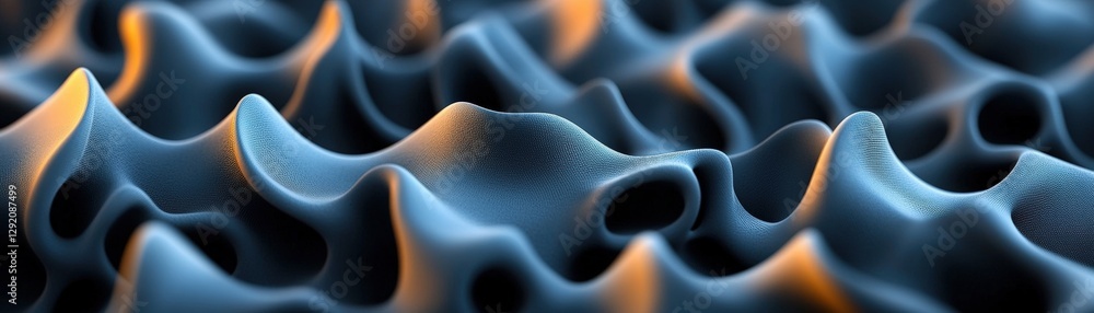 Poster close up of a blue and orange wave pattern for abstract backgrounds and design projects