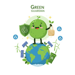 Eco-Friendly Hero, A Vibrant Guardian Protecting Our Planet's Resources