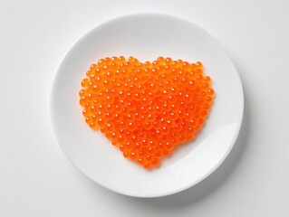 Heart-shaped Caviar on a White Plate