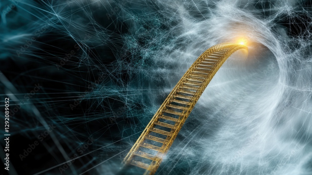 Poster journey through a mystical tunnel of light digital realm 3d art abstract environment close-up view s