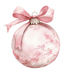 Beautiful Pink Christmas Ornament Watercolor