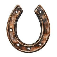 Rusty Horseshoe Design: A Watercolor Illustration