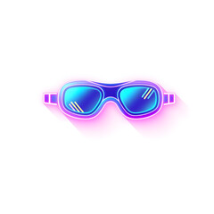 Fototapeta premium Swimming goggle holographic 3D icon. neon symbol vector illustration isolated on white background. Generative AI