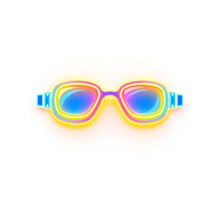 Fototapeta premium Swimming goggle holographic 3D icon. neon symbol vector illustration isolated on white background. Generative AI