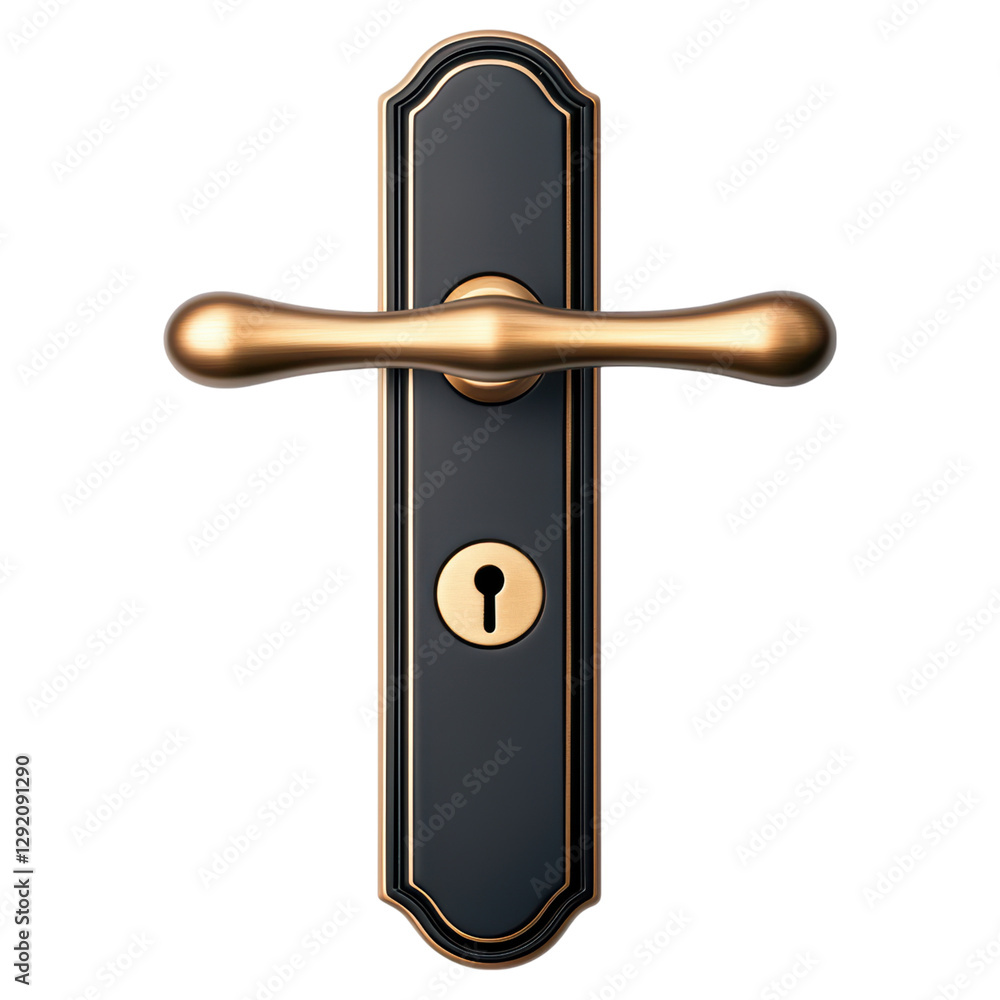 Poster high security door lock with elegant design and keyhole , isolated on a transparency background