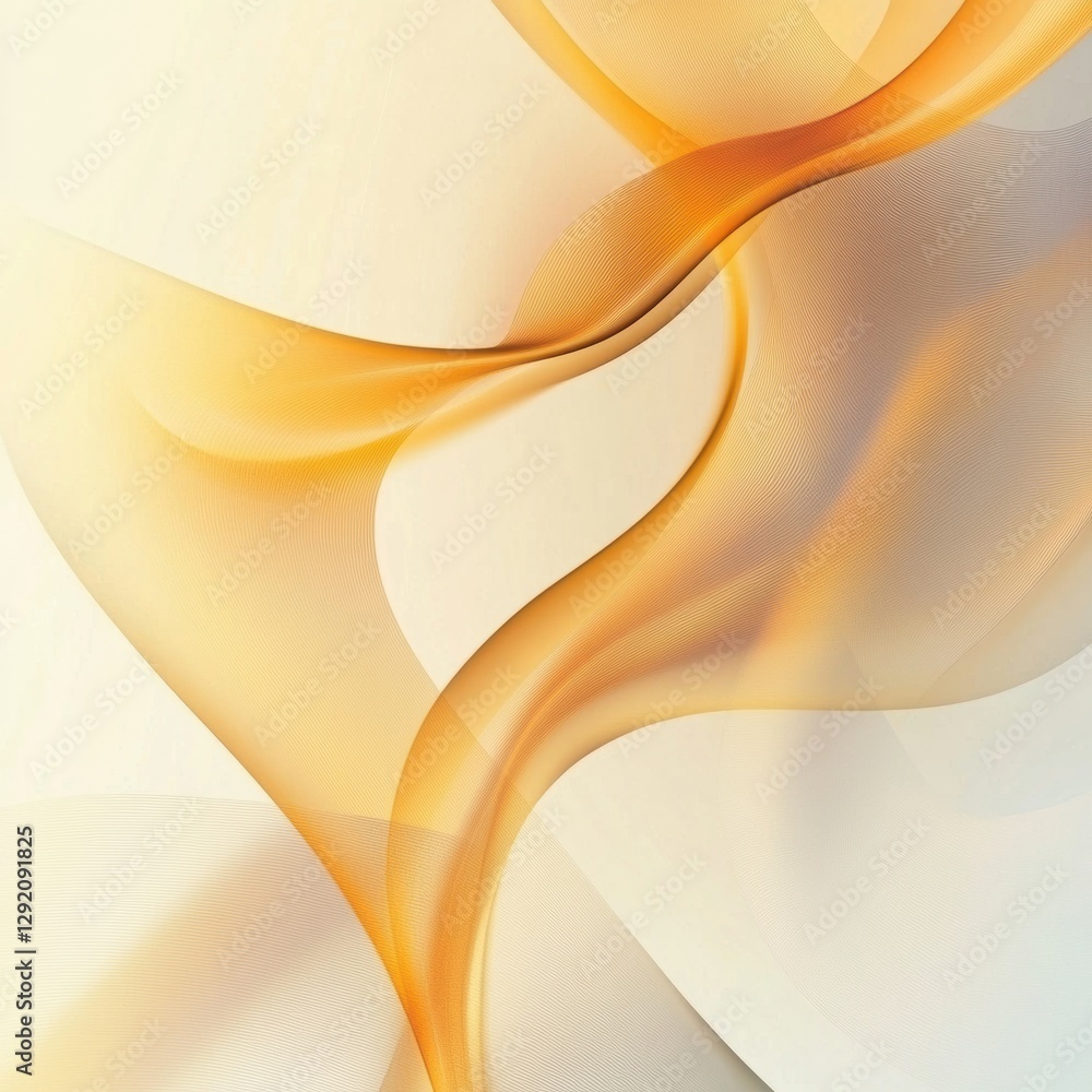 Poster Flowing abstract design in warm shades of orange and cream on a soft background creating a sense of movement. Generative AI