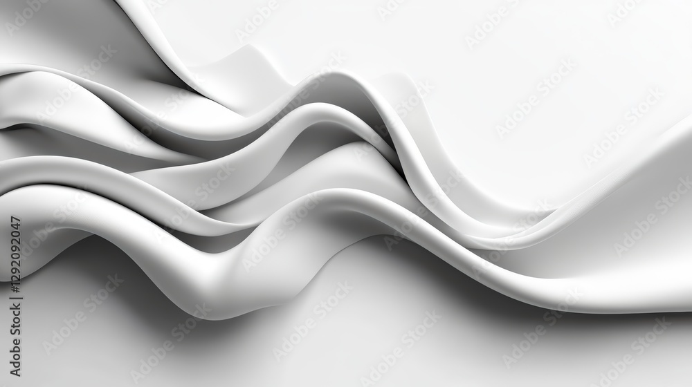 Poster white wavy background with smooth texture and flowing lines for abstract design or art projects