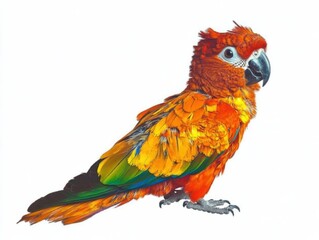 Obraz premium Vibrant multicolored parrot portrait showcasing unique feathers and lively expression on a white background