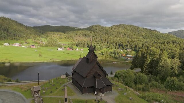 Eidsborg Stave Church, located in the village of Eidsborg in Tokke Municipality, Telemark county, Norway