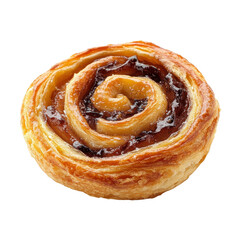 Fototapeta premium Delicious Danish pastry swirl on clean Transparent background perfect for culinary displays or menus, Danish pastry isolated on PNG background